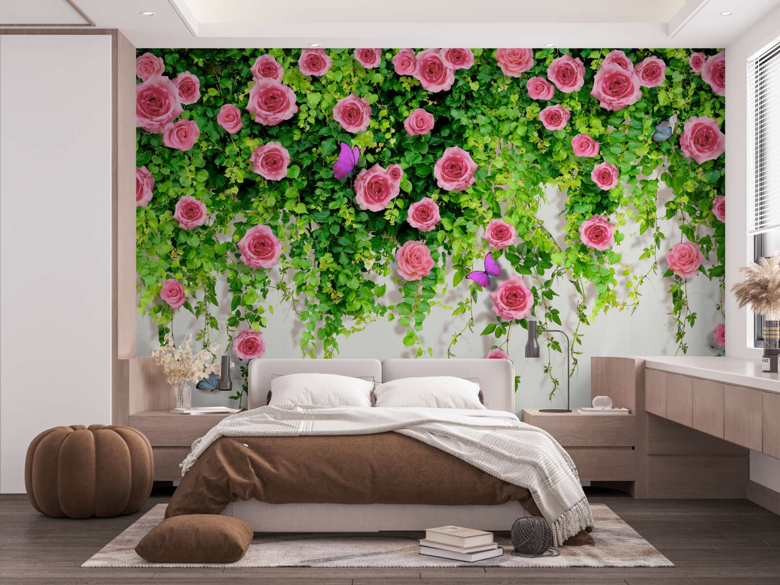 Fototapet trandafiri arbustivi cu o culoare roz bogat