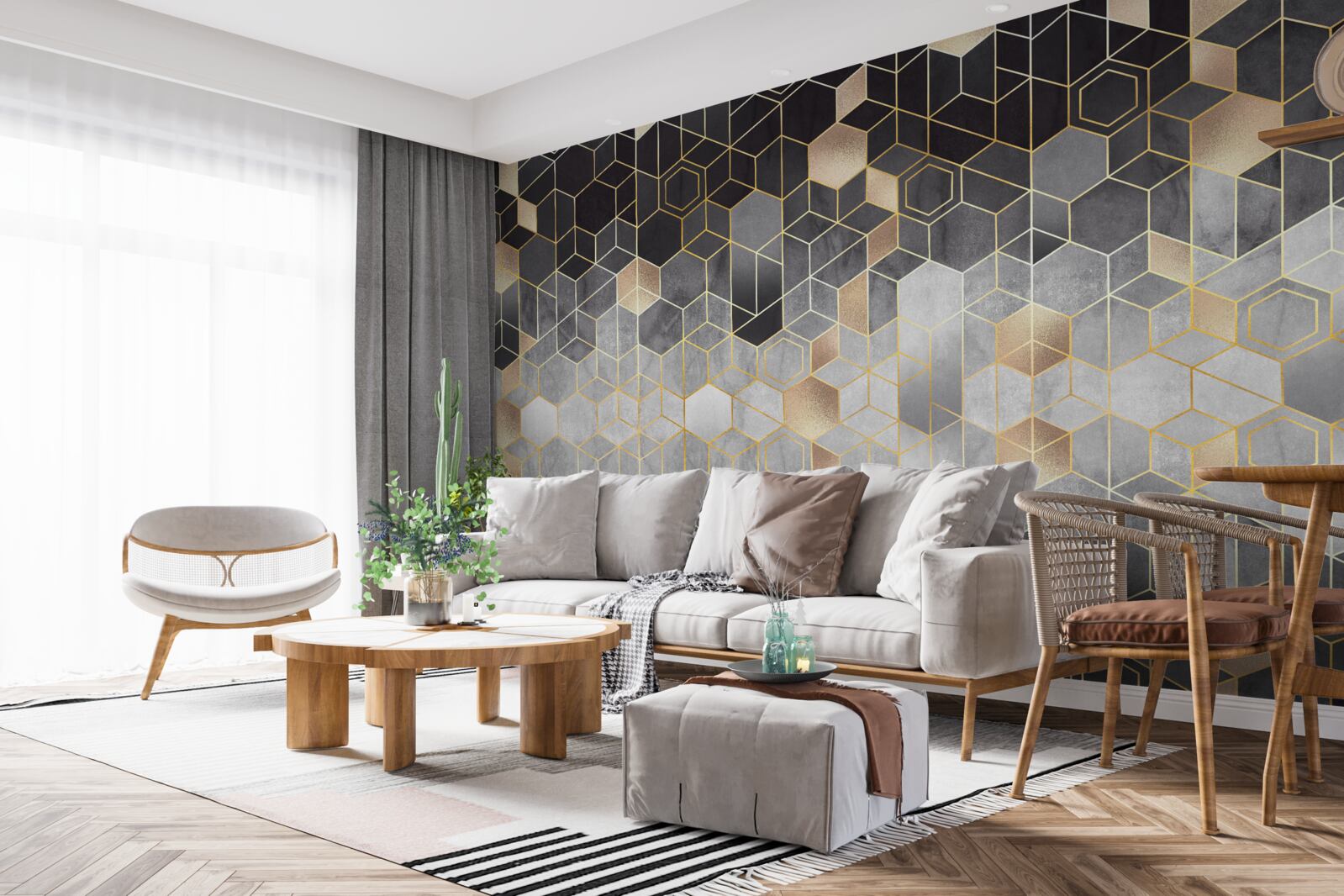 Fototapet imagine abstractă a unei păduri de iarnă în ceață