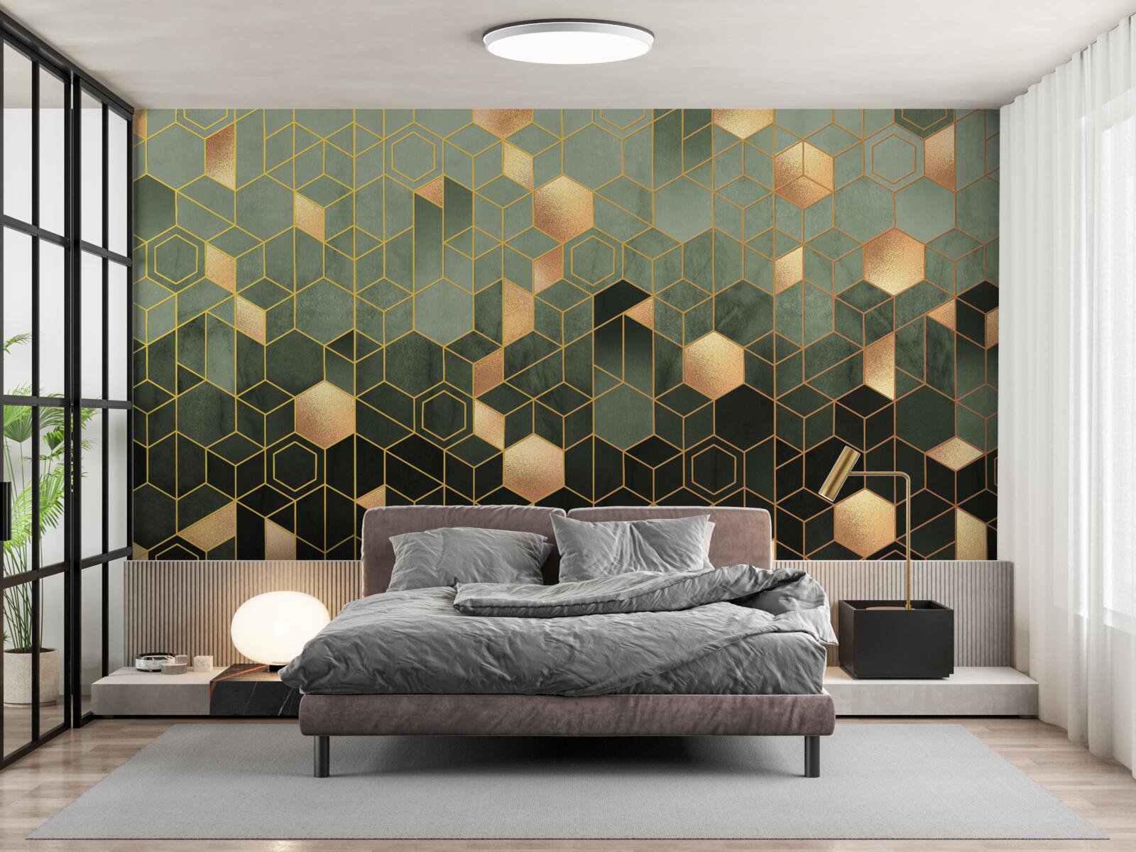 Fototapet pădurea este învăluită în ceață nocturnă, creând imagini abstracte