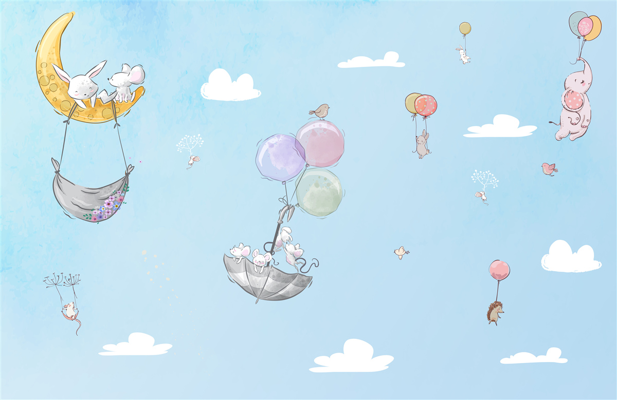 Fototapet baloane și animale