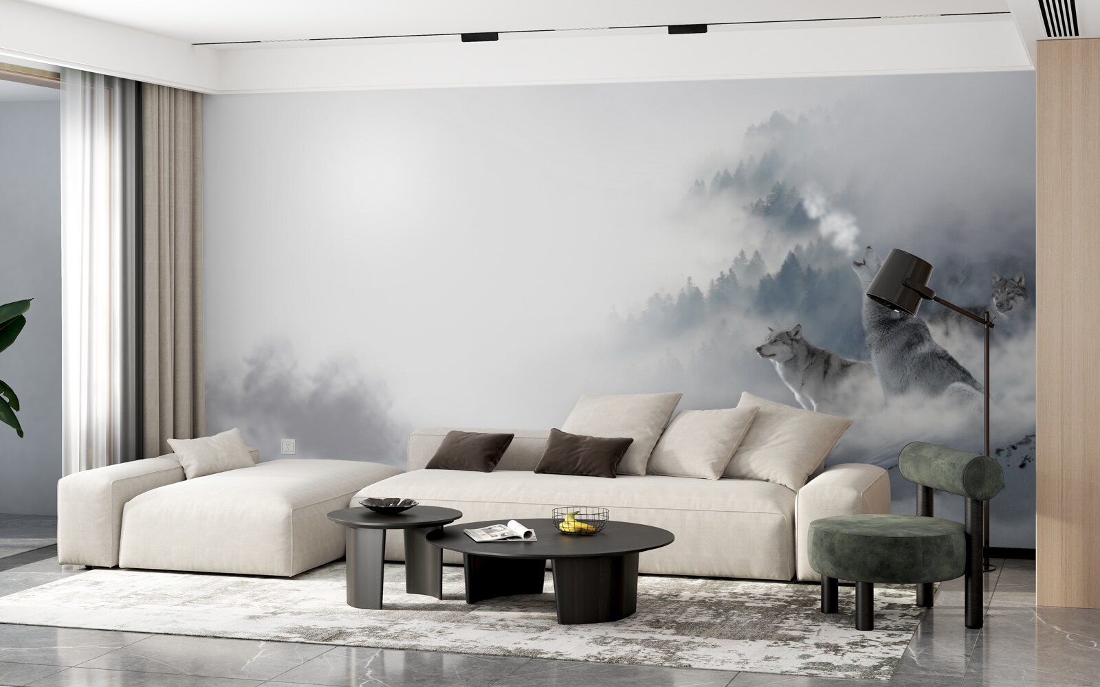 Fototapet lupii pot fi auziți urlând în pădurea de iarnă