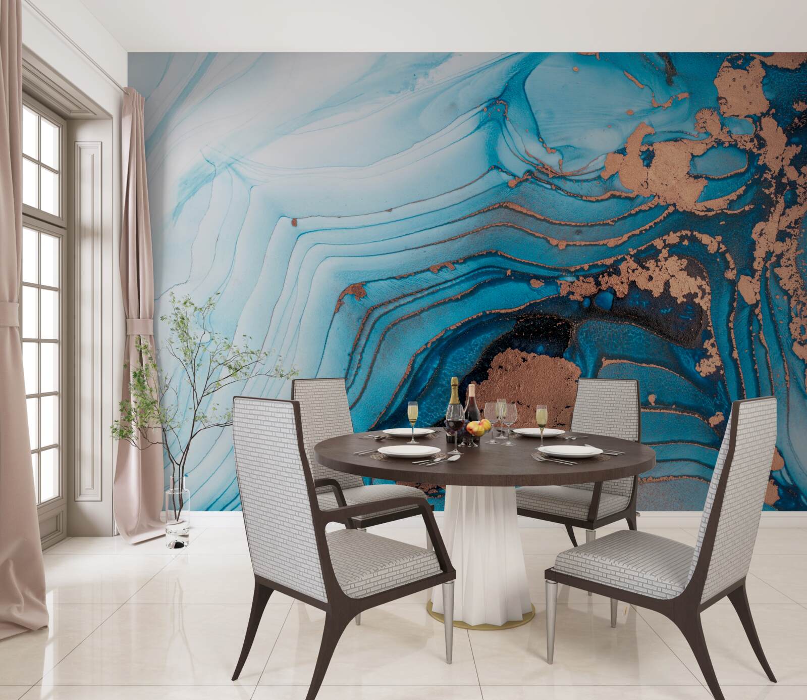 Fototapet apa intră în contact cu nisipul de marmură