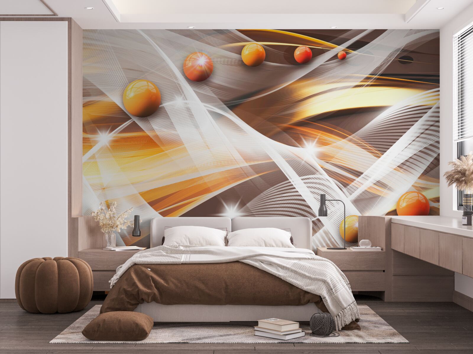 Fototapet sfere care levitează în arta abstractă