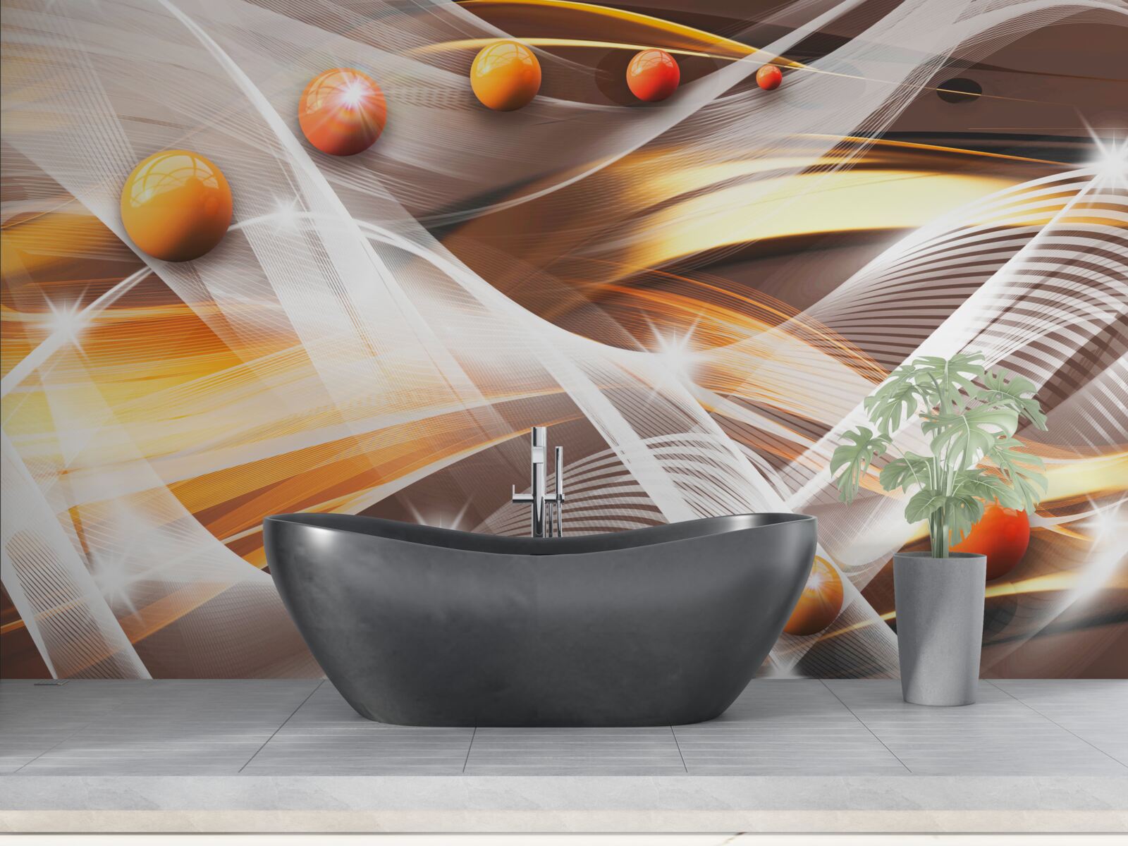 Fototapet sfere care levitează în arta abstractă