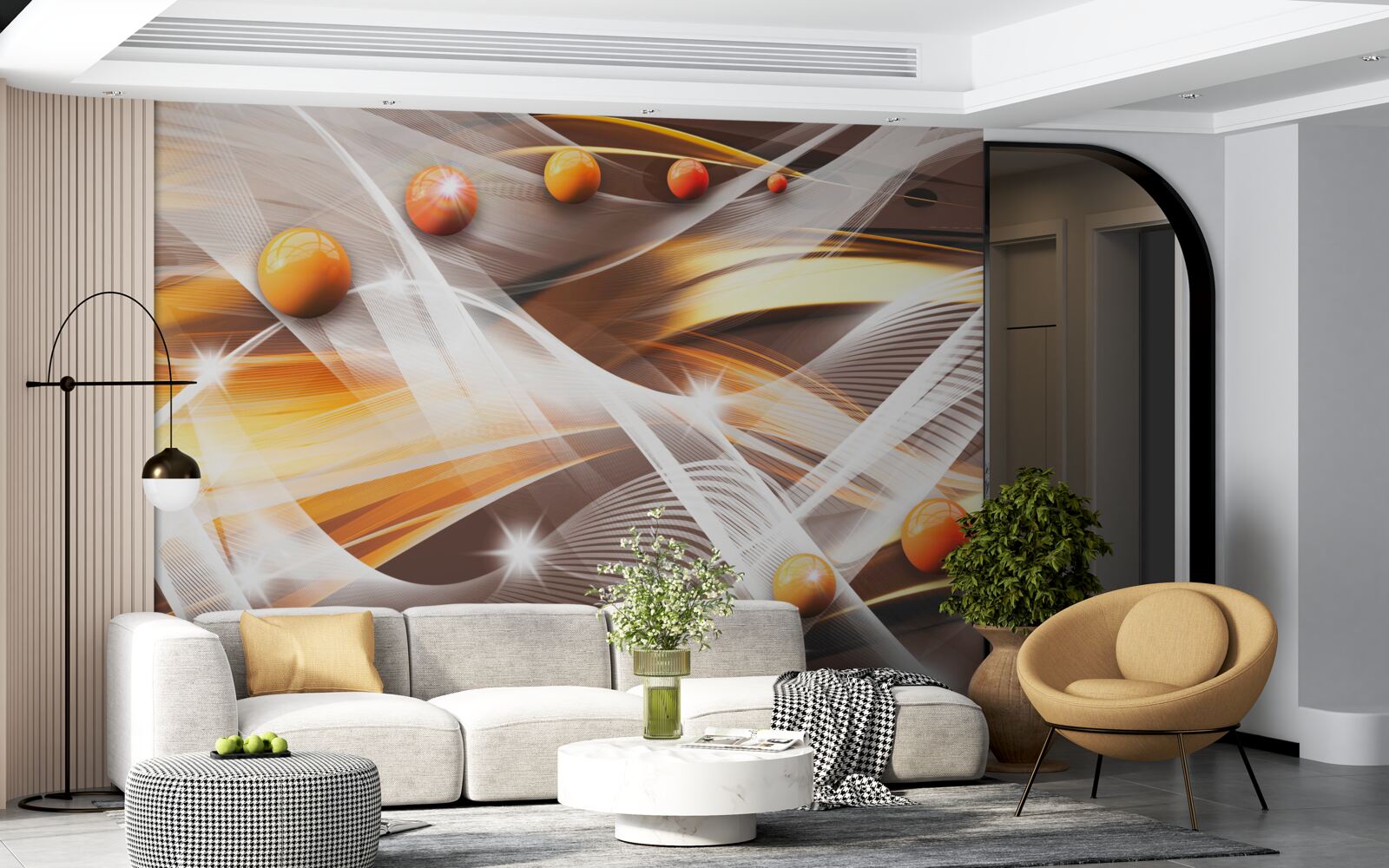 Fototapet sfere care levitează în arta abstractă