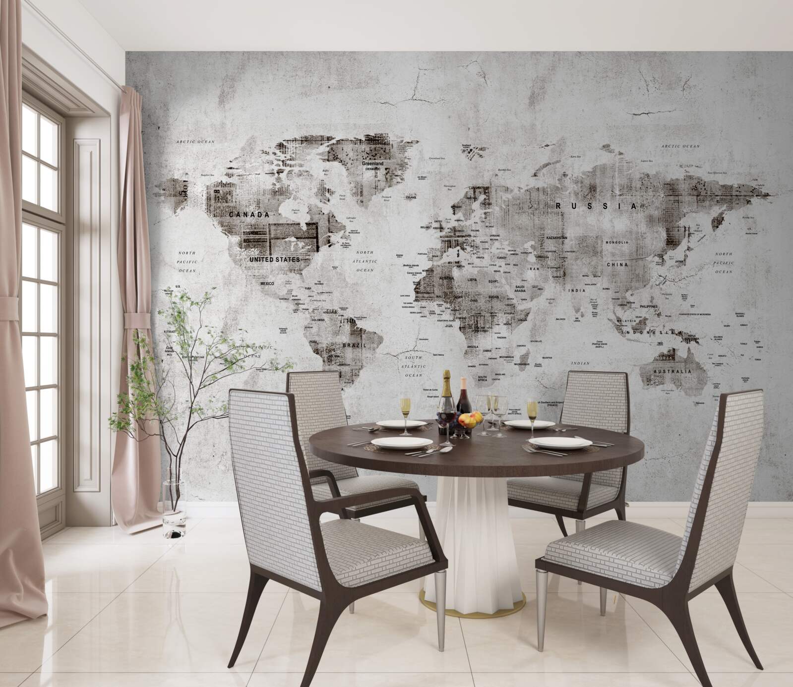 Fototapet hartă a lumii cu numele statelor