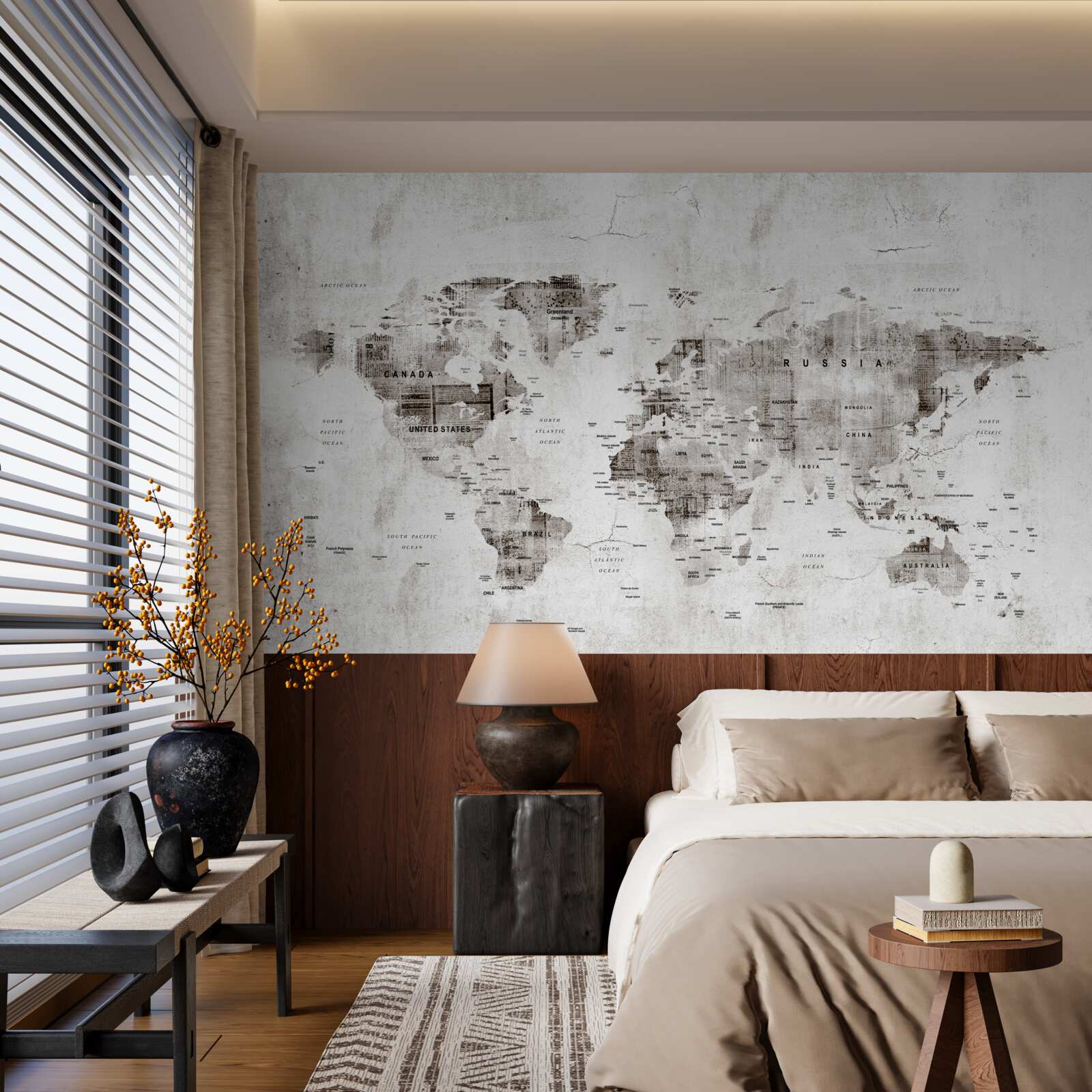 Fototapet hartă a lumii cu numele statelor