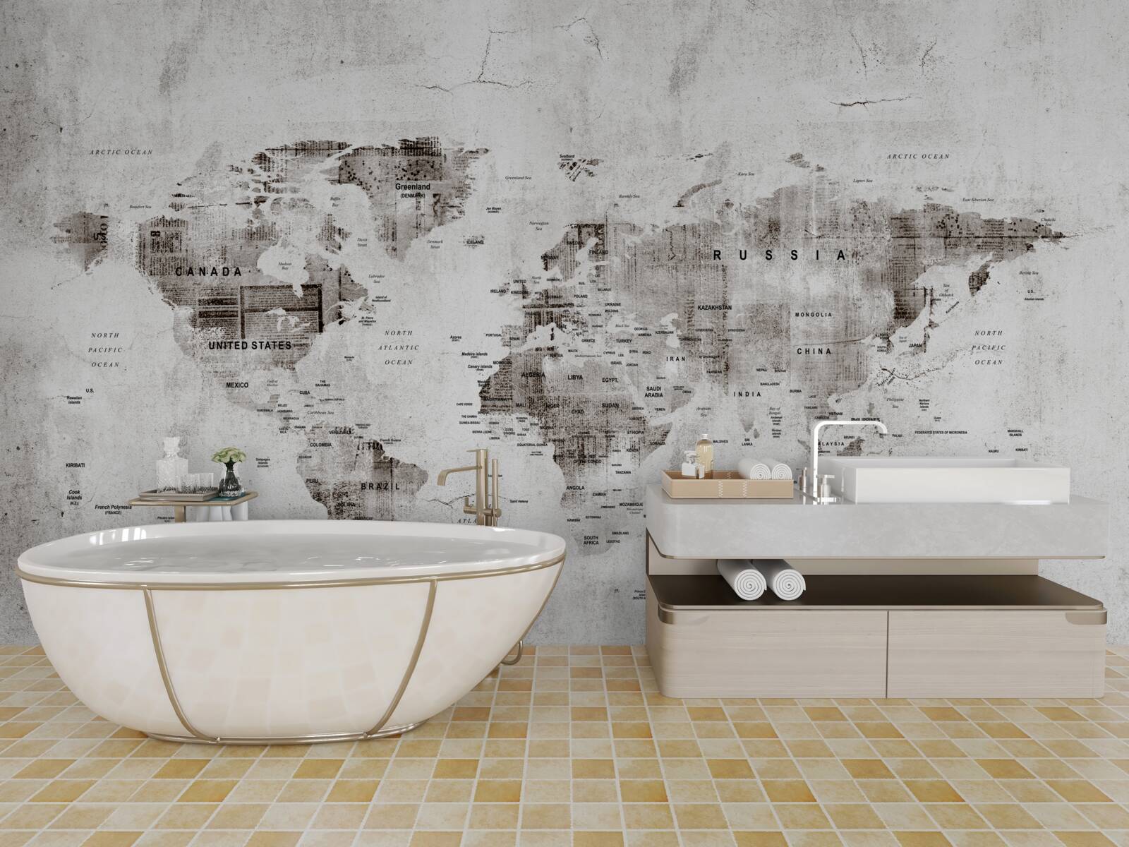 Fototapet hartă a lumii cu numele statelor