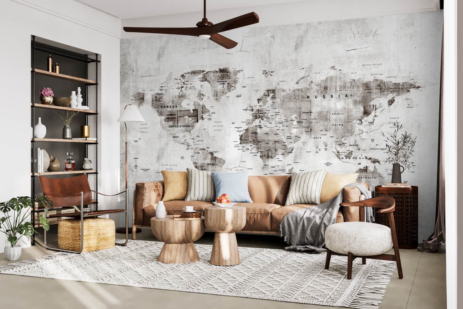 Fototapet hartă a lumii cu numele statelor