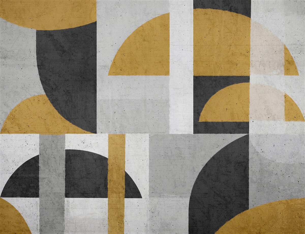 Fototapet abstract în nuanțe de negru și galben