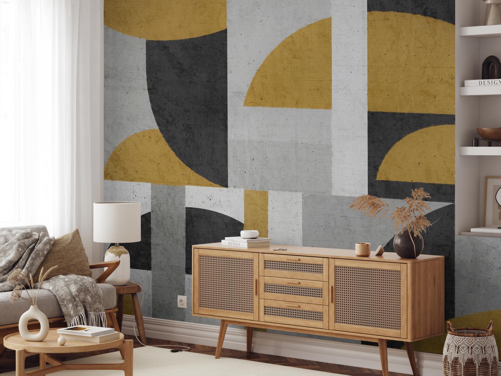 Fototapet abstract în nuanțe de negru și galben