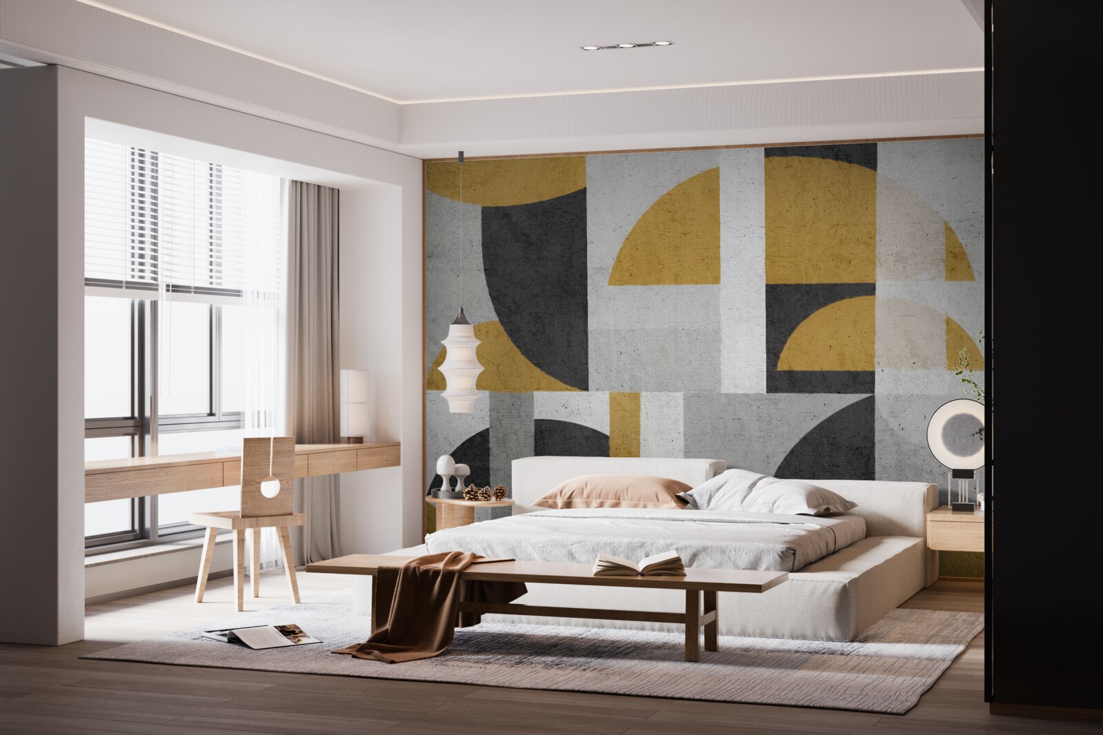 Fototapet abstract în nuanțe de negru și galben