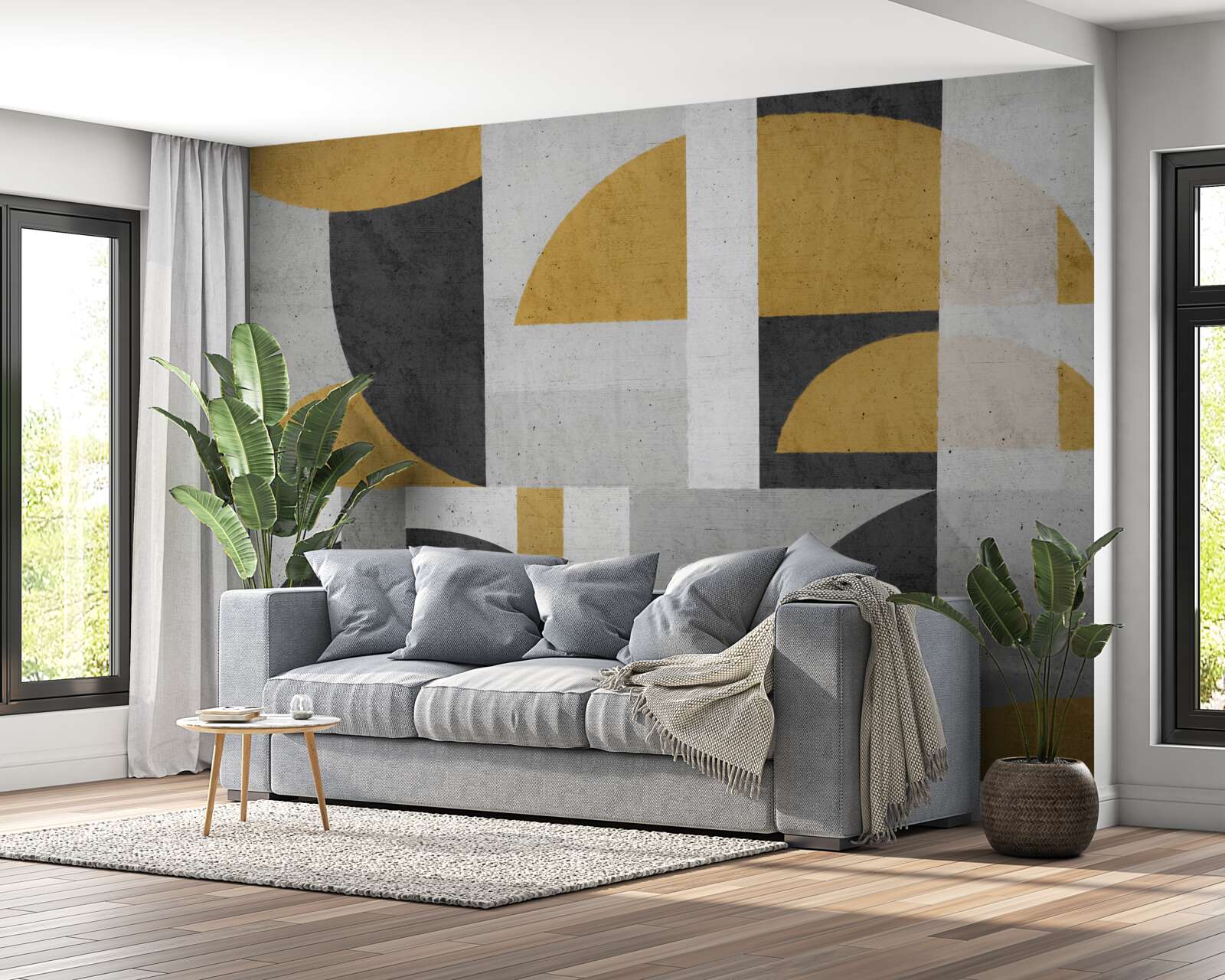 Fototapet abstract în nuanțe de negru și galben