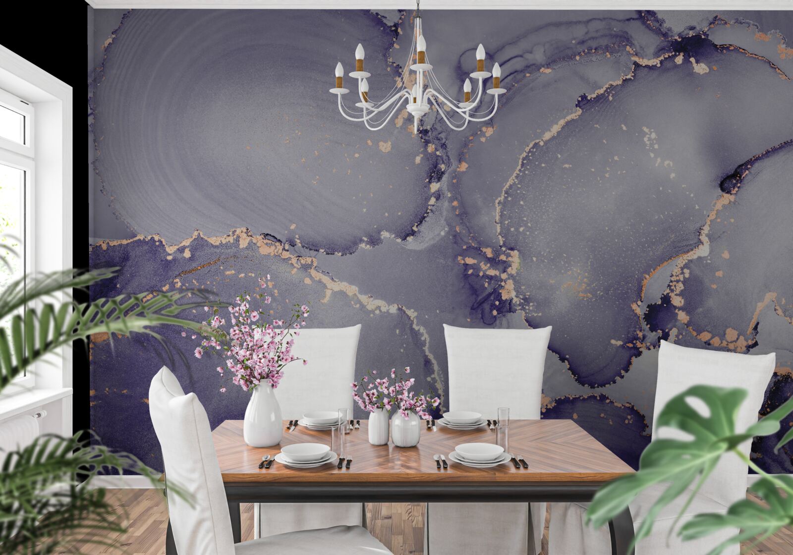 Fototapet liliac violet marmură