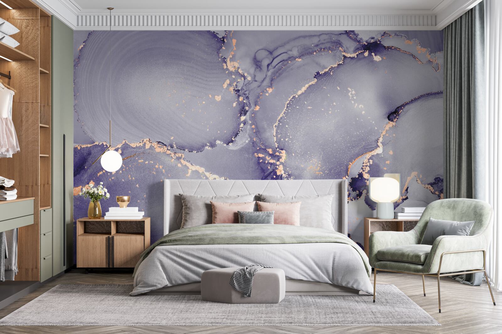 Fototapet liliac violet marmură