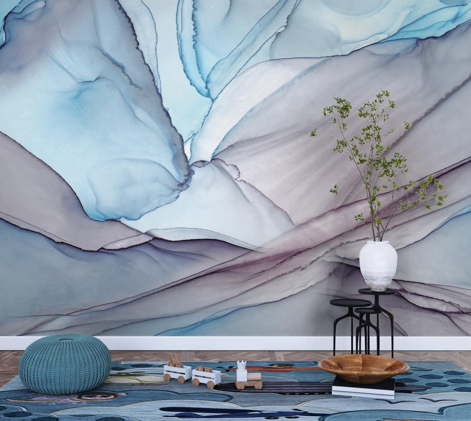 Fototapet marmură albastru deschis cu nervuri