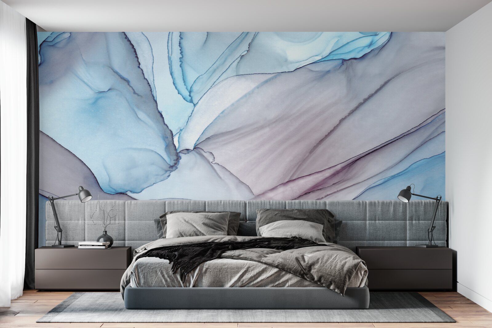 Fototapet marmură albastru deschis cu nervuri