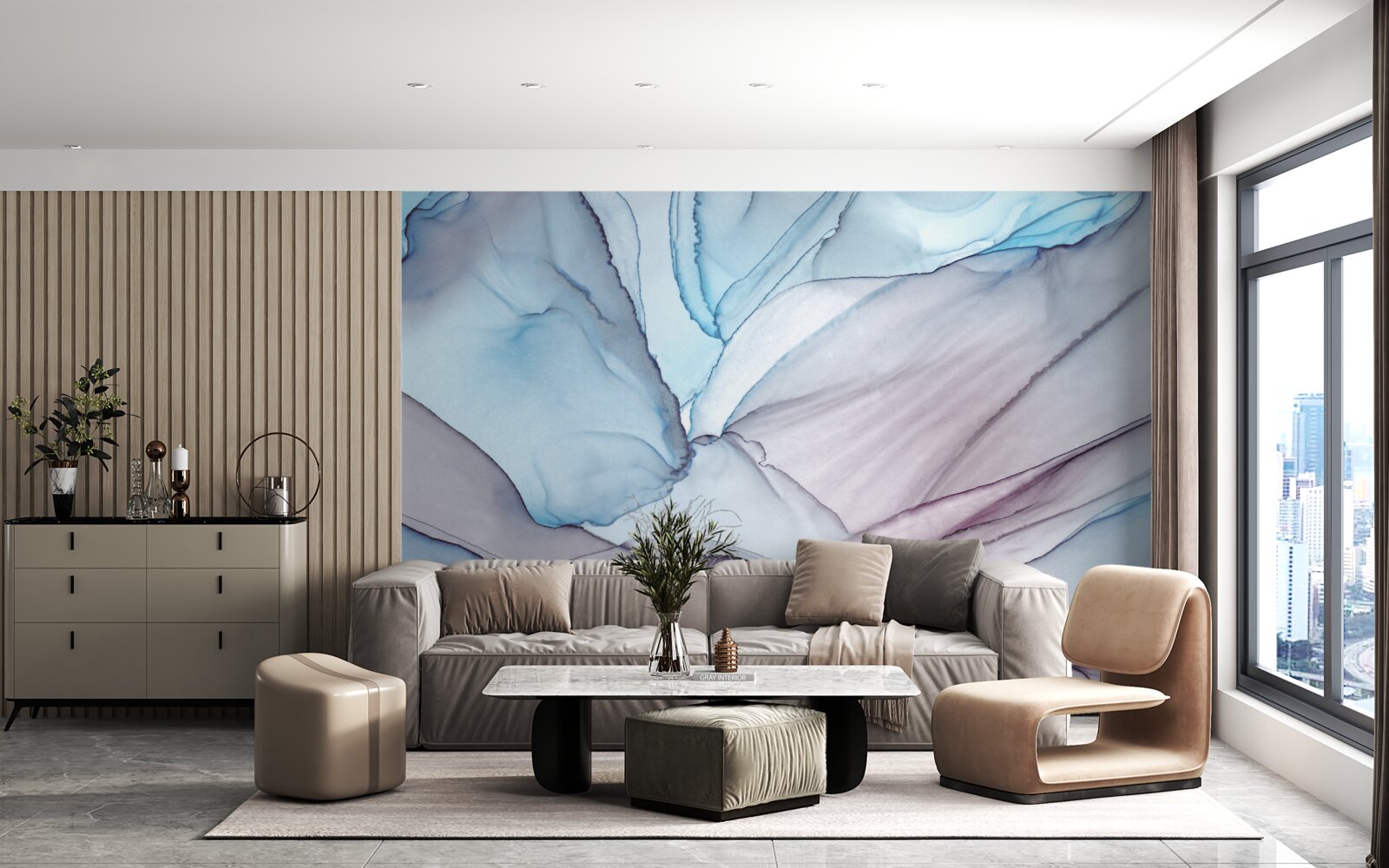 Fototapet marmură albastru deschis cu nervuri