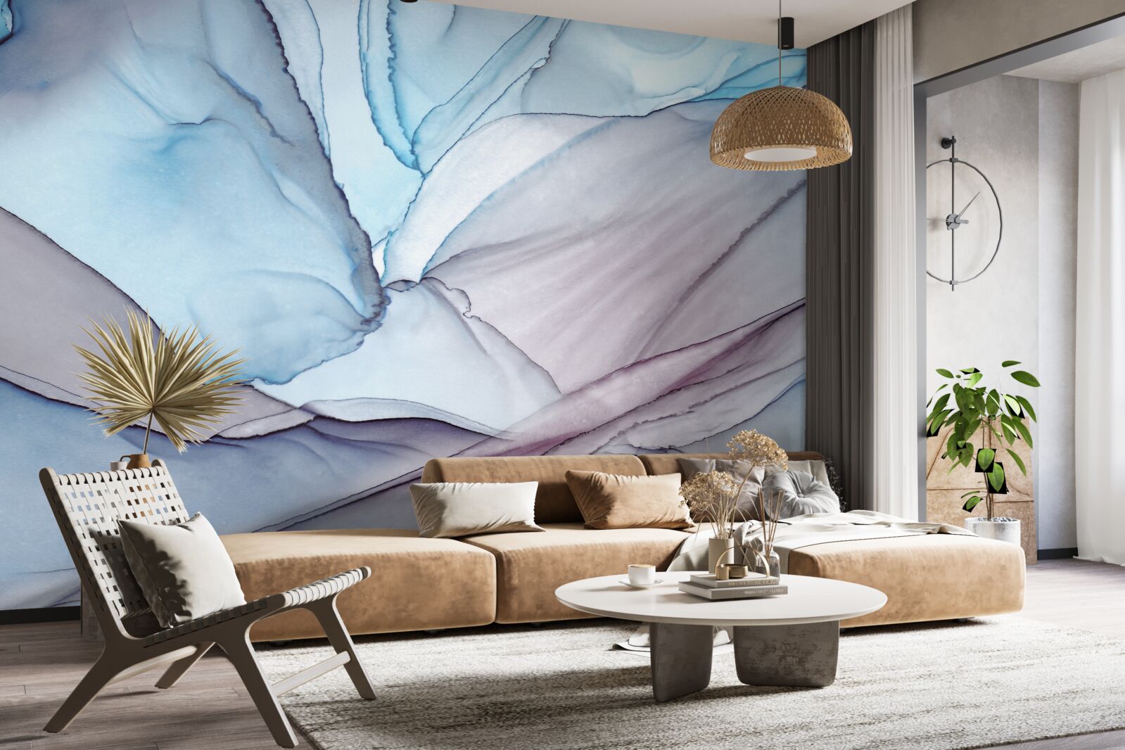 Fototapet marmură albastru deschis cu nervuri