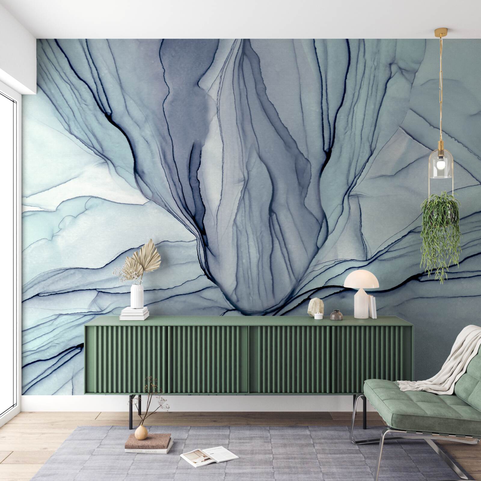 Fototapet modele albastre pe marmură