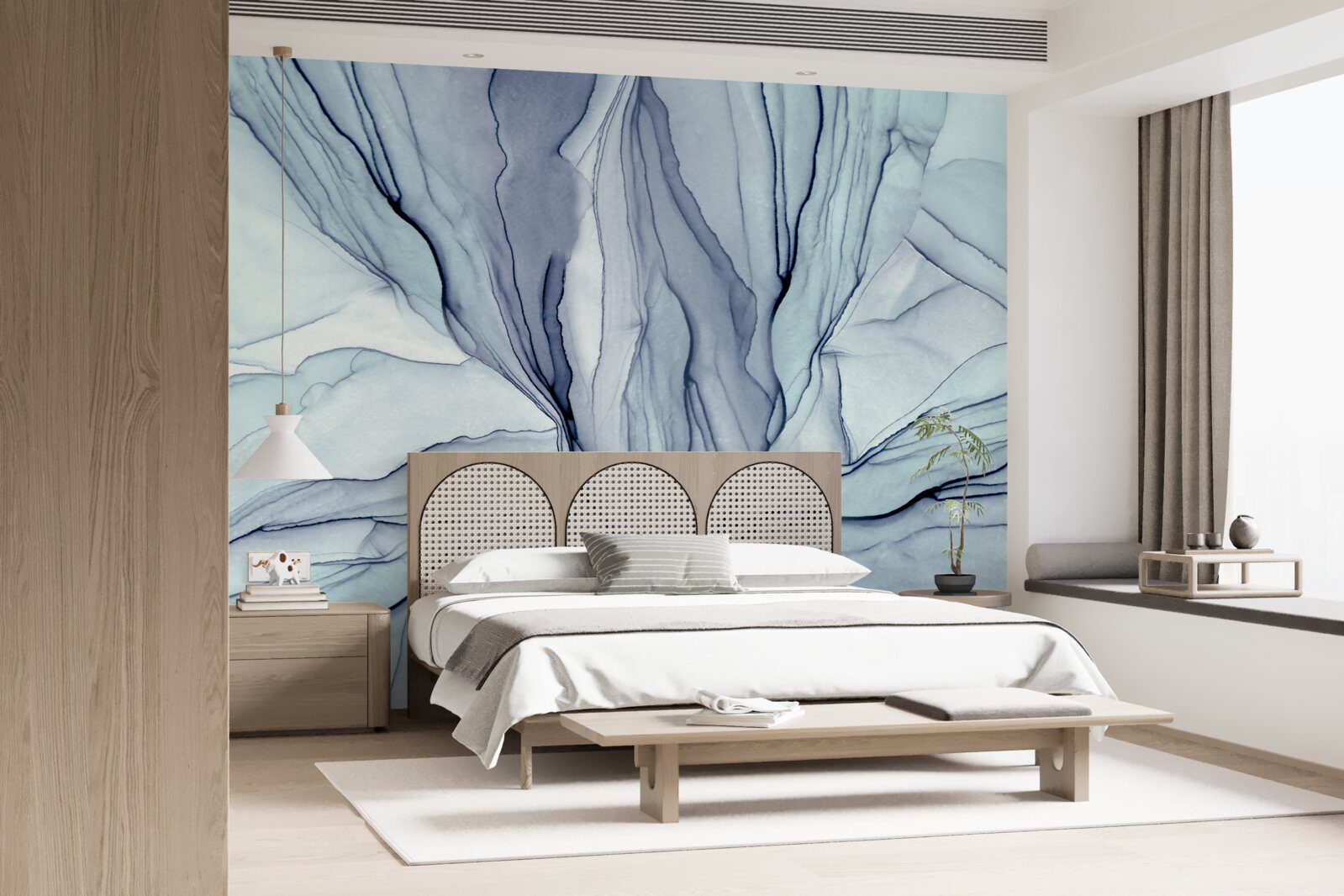 Fototapet modele albastre pe marmură