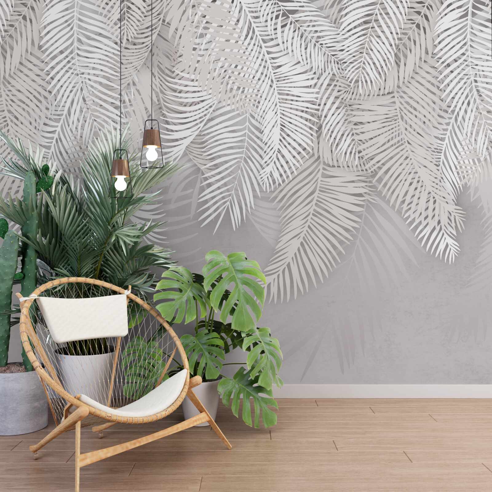 Fototapet dimpotrivă, feriga este albă