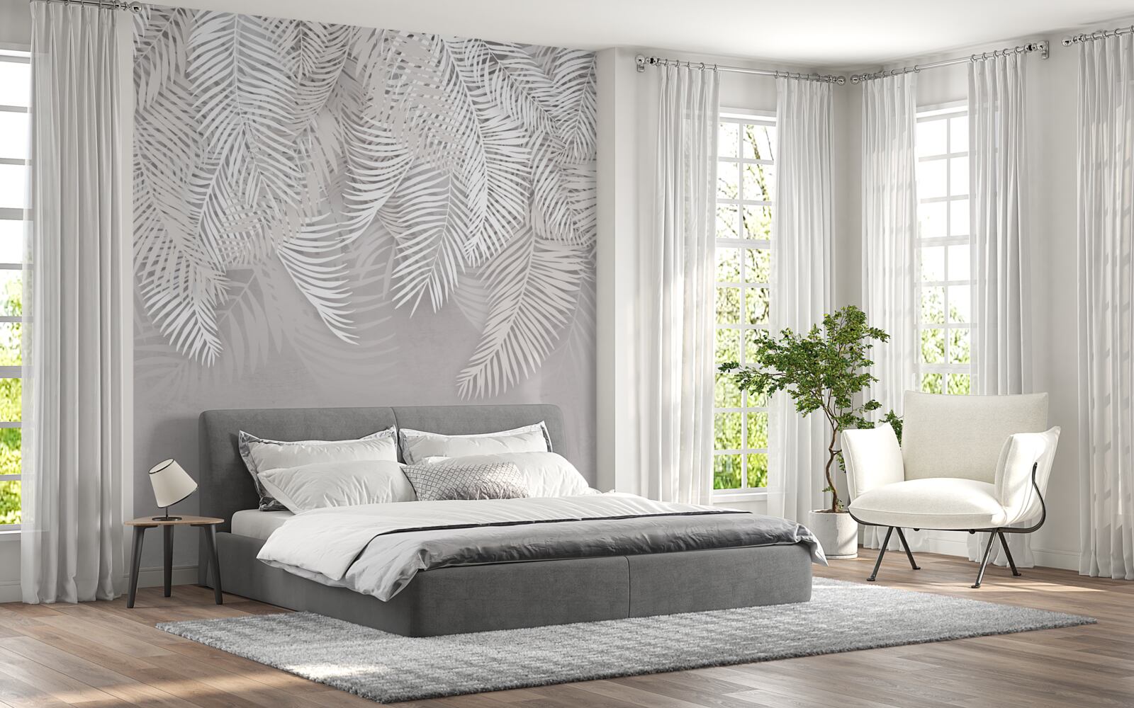 Fototapet dimpotrivă, feriga este albă