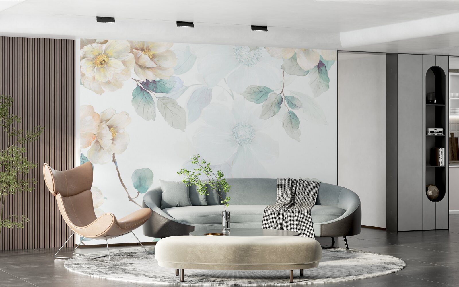 Fototapet bobocii de flori se dezvoltă ușor pe ramuri