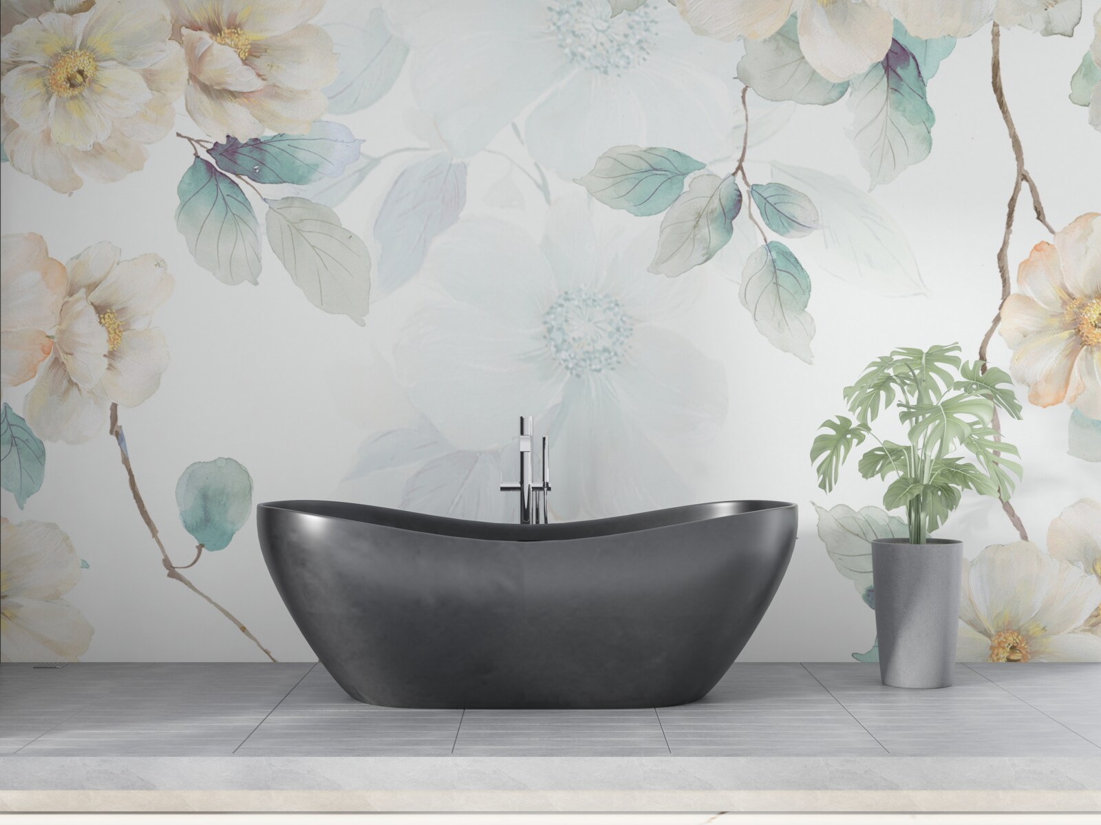 Fototapet bobocii de flori se dezvoltă ușor pe ramuri