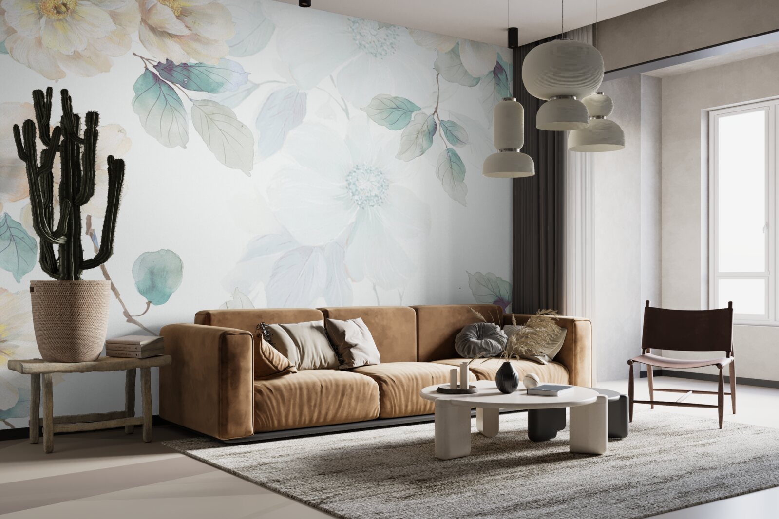 Fototapet bobocii de flori se dezvoltă ușor pe ramuri