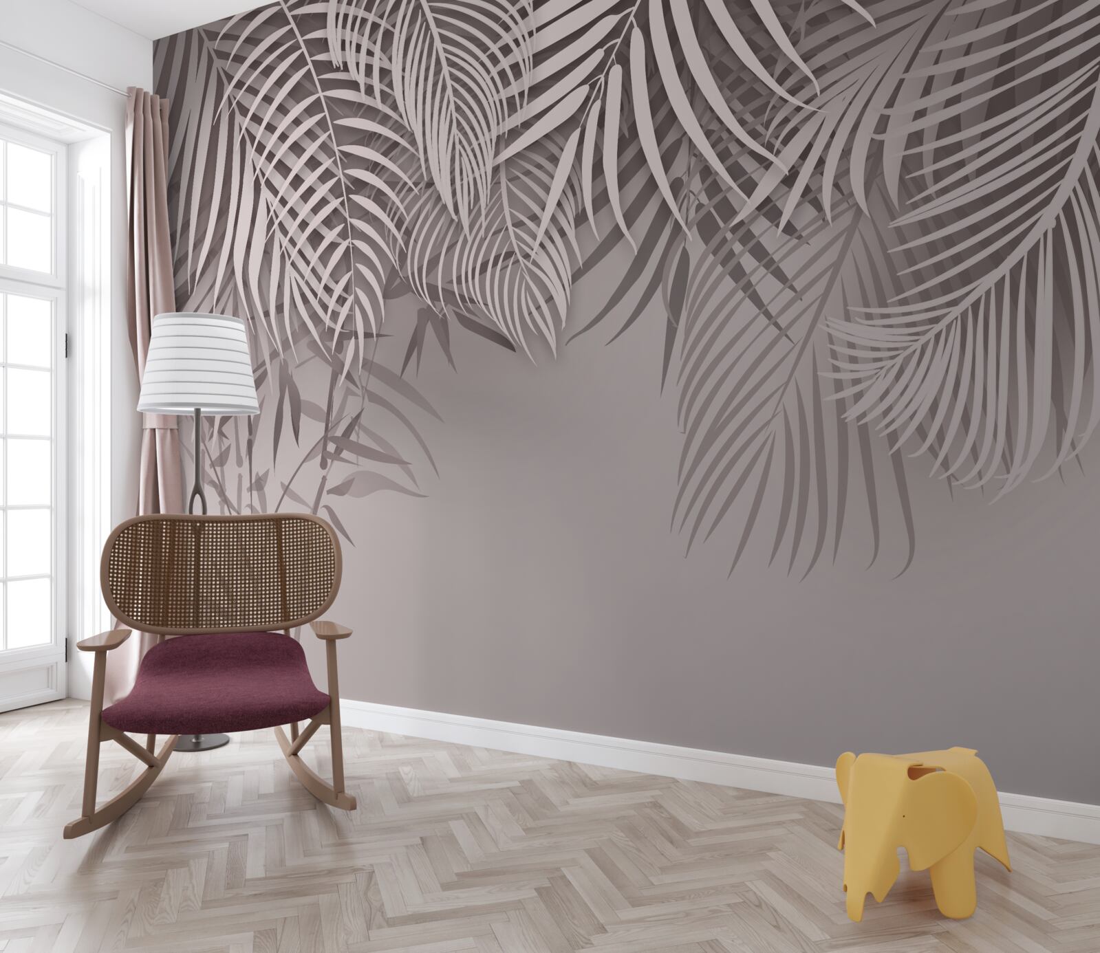 Fototapet lumină și gri frunze de ferigă