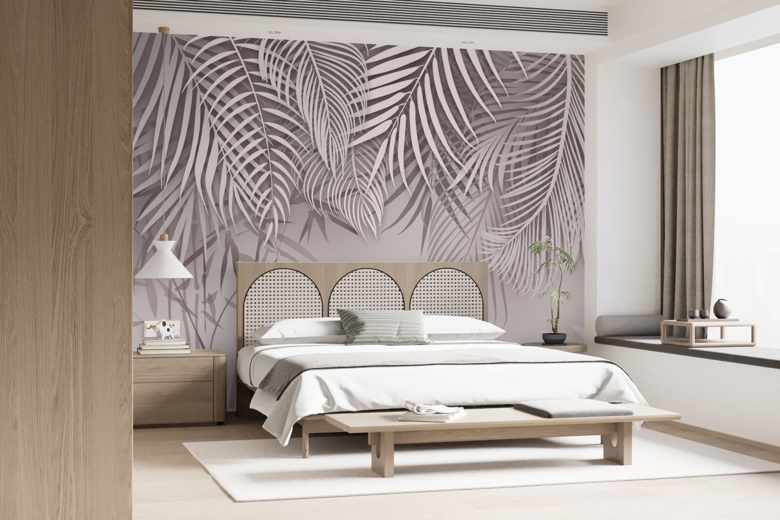 Fototapet lumină și gri frunze de ferigă