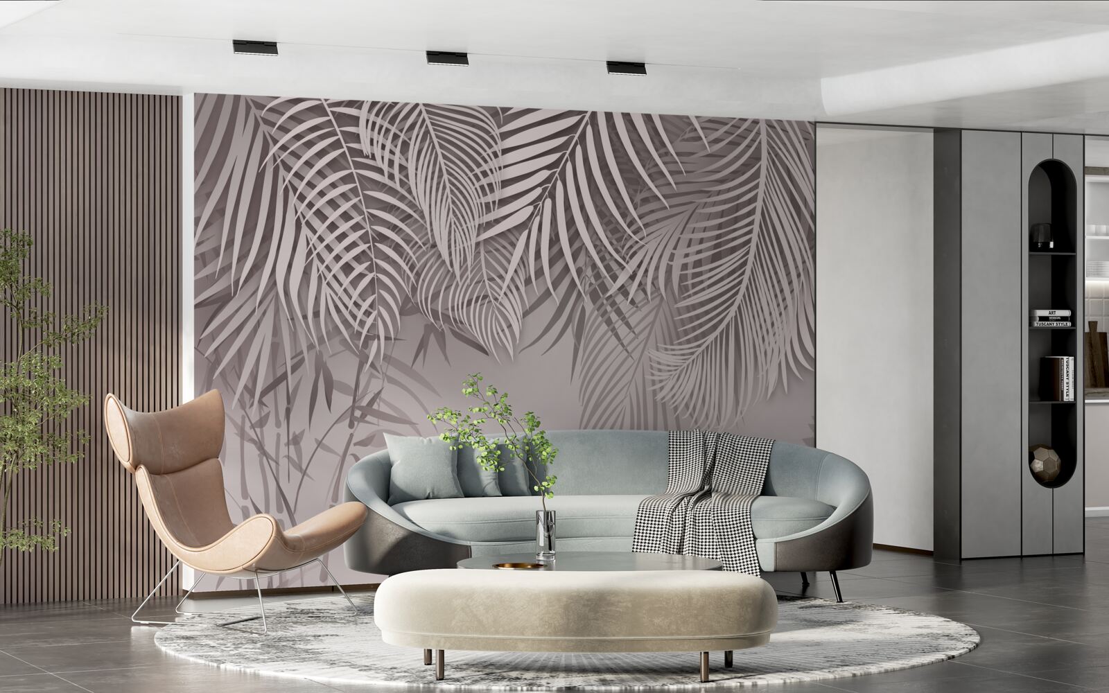 Fototapet lumină și gri frunze de ferigă