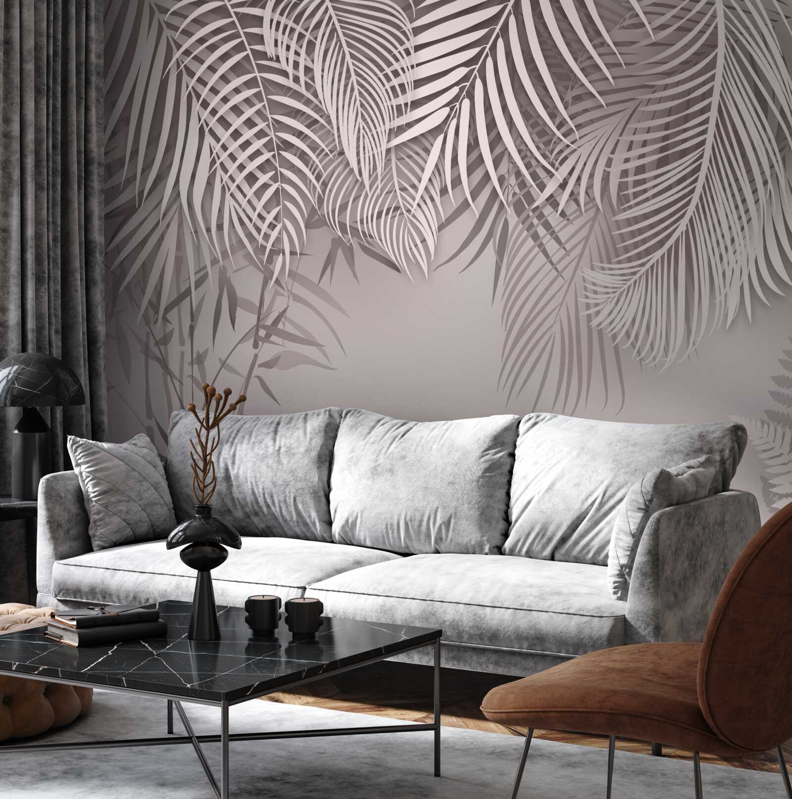 Fototapet lumină și gri frunze de ferigă