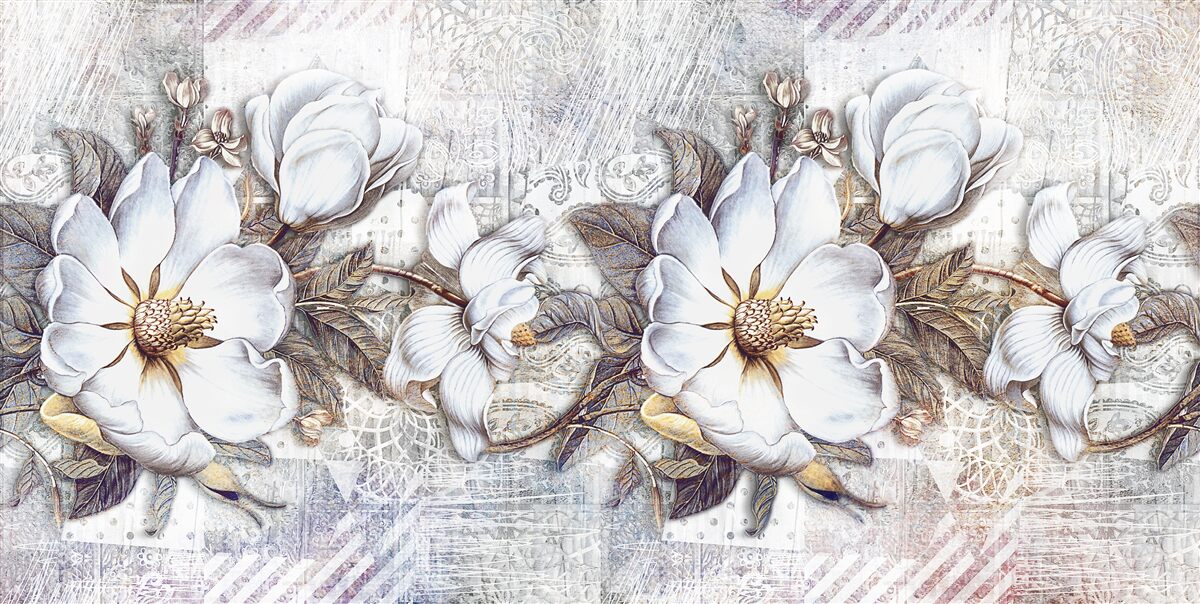 Fototapet compoziție de muguri înfloriți albi ca zăpada