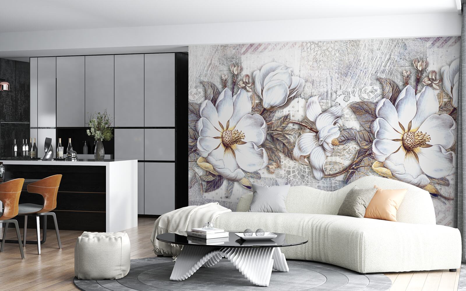 Fototapet compoziție de muguri înfloriți albi ca zăpada