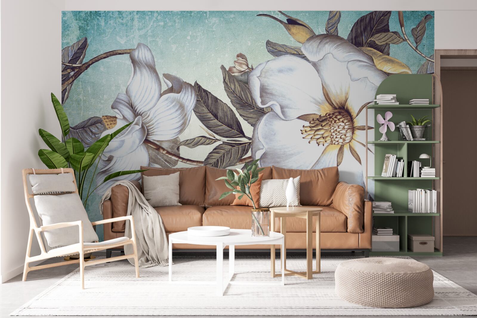 Fototapet flori albe ca zăpada înfloresc