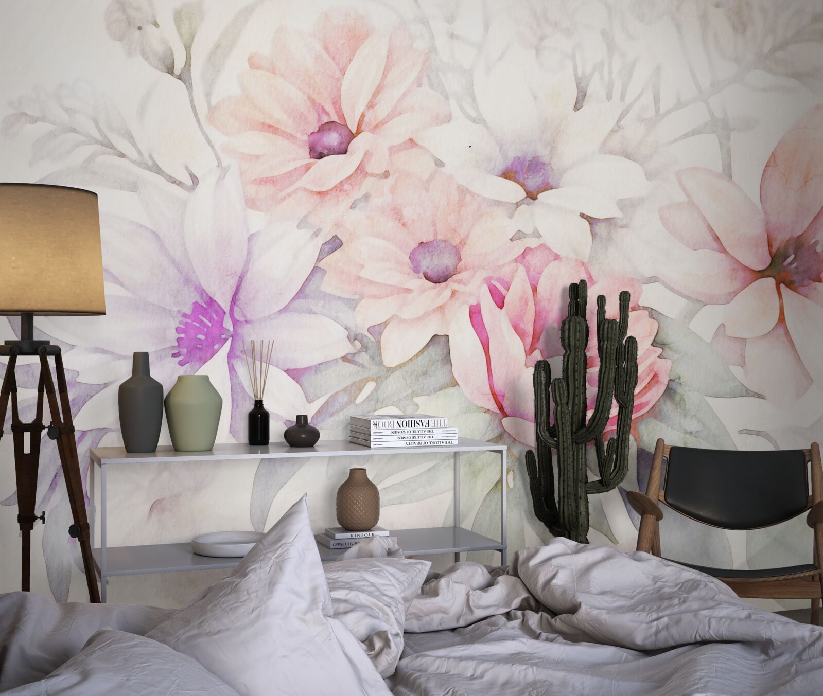 Fototapet acuarelă muguri de flori delicate