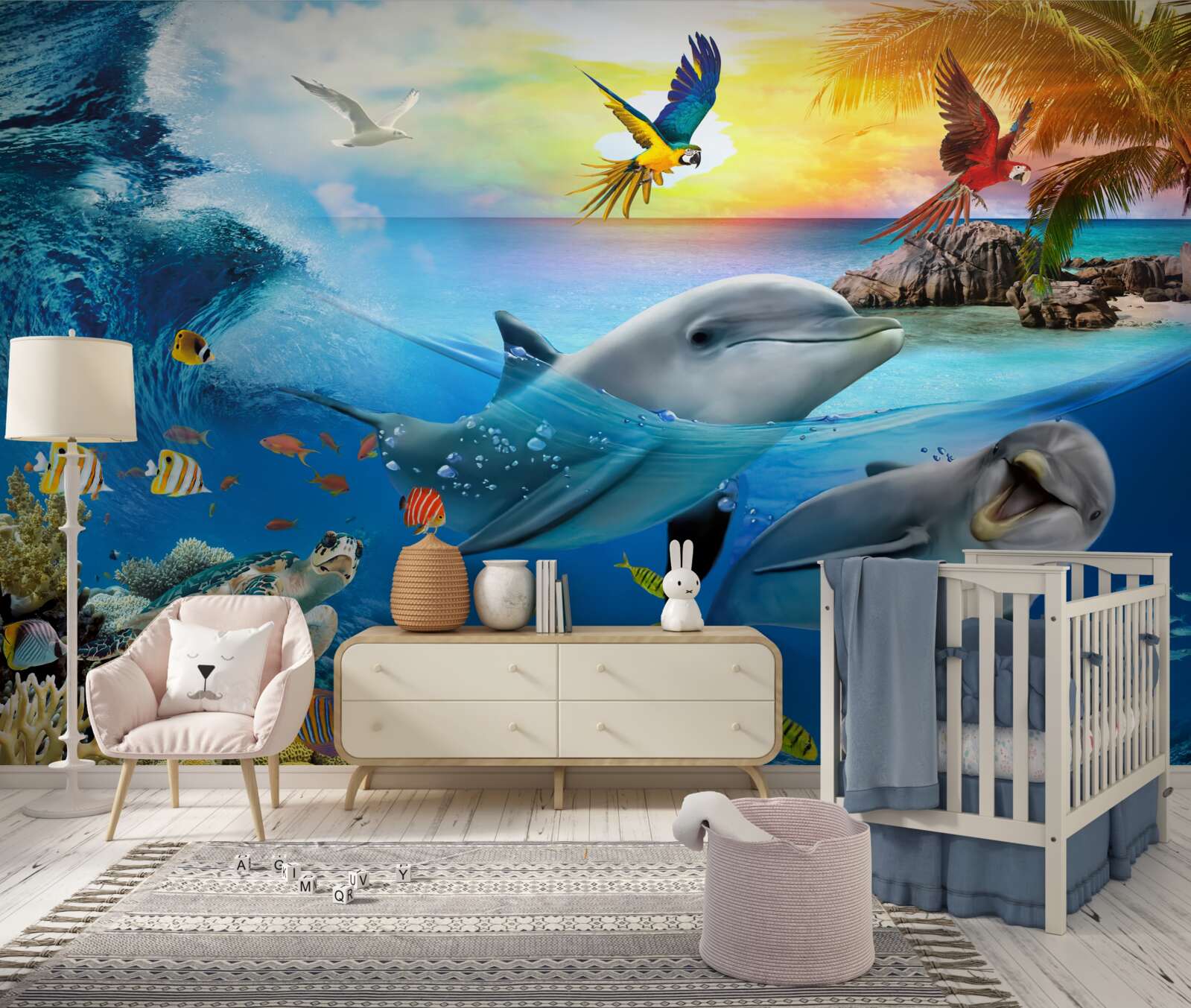 Fototapet Zorii îi așteaptă pe delfini