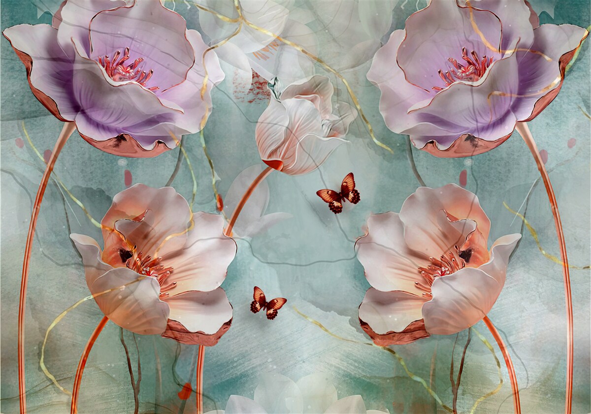 Fototapet diverse maci cu fluturi fluturând