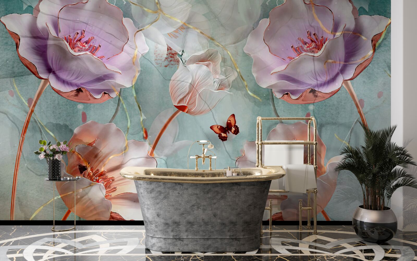 Fototapet diverse maci cu fluturi fluturând