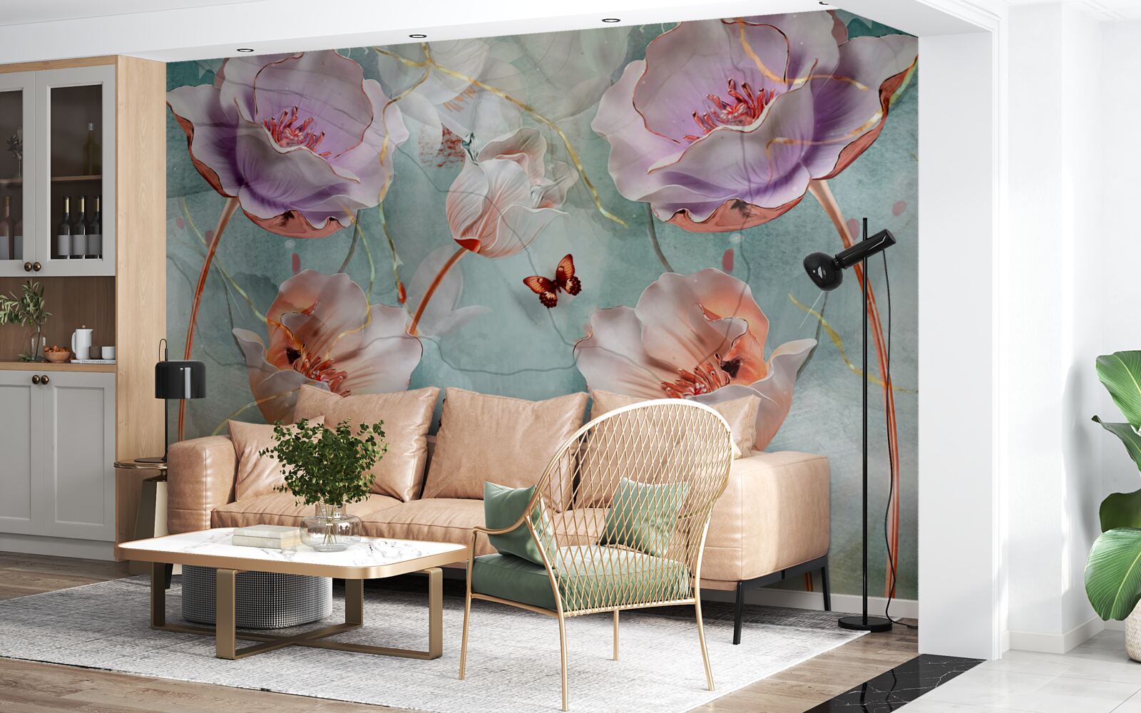 Fototapet diverse maci cu fluturi fluturând