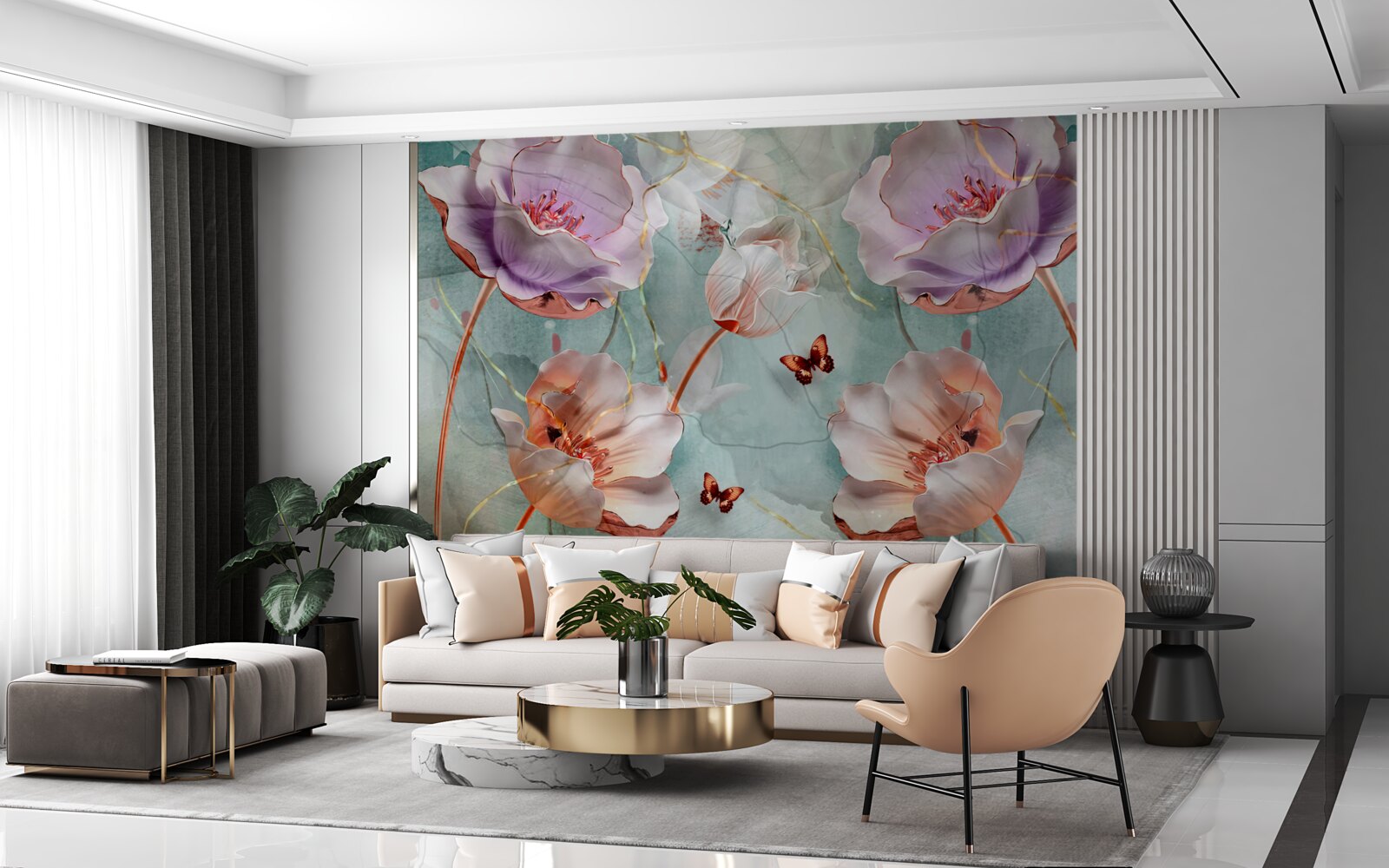 Fototapet diverse maci cu fluturi fluturând