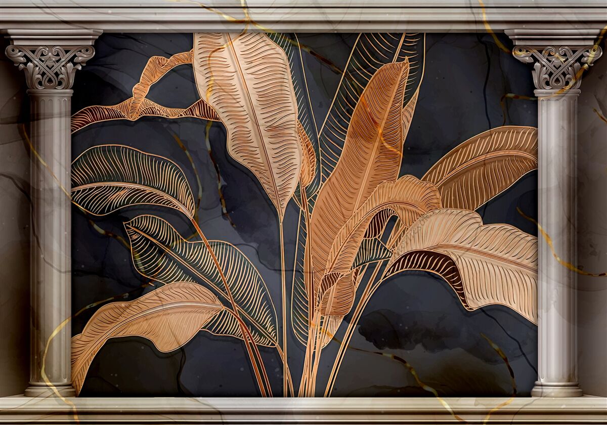 Fototapet Arc cu ferigă de aur