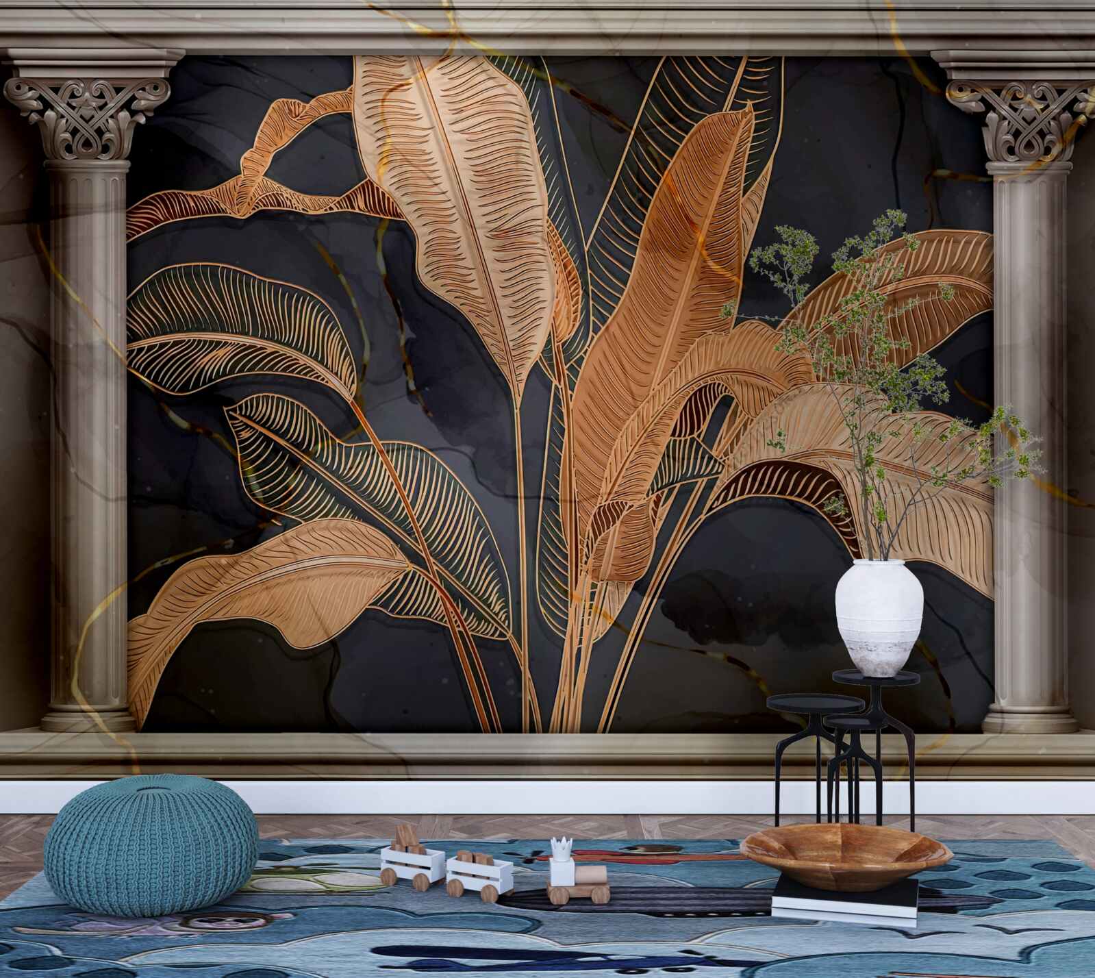 Fototapet Arc cu ferigă de aur