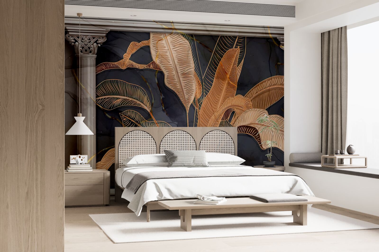 Fototapet Arc cu ferigă de aur