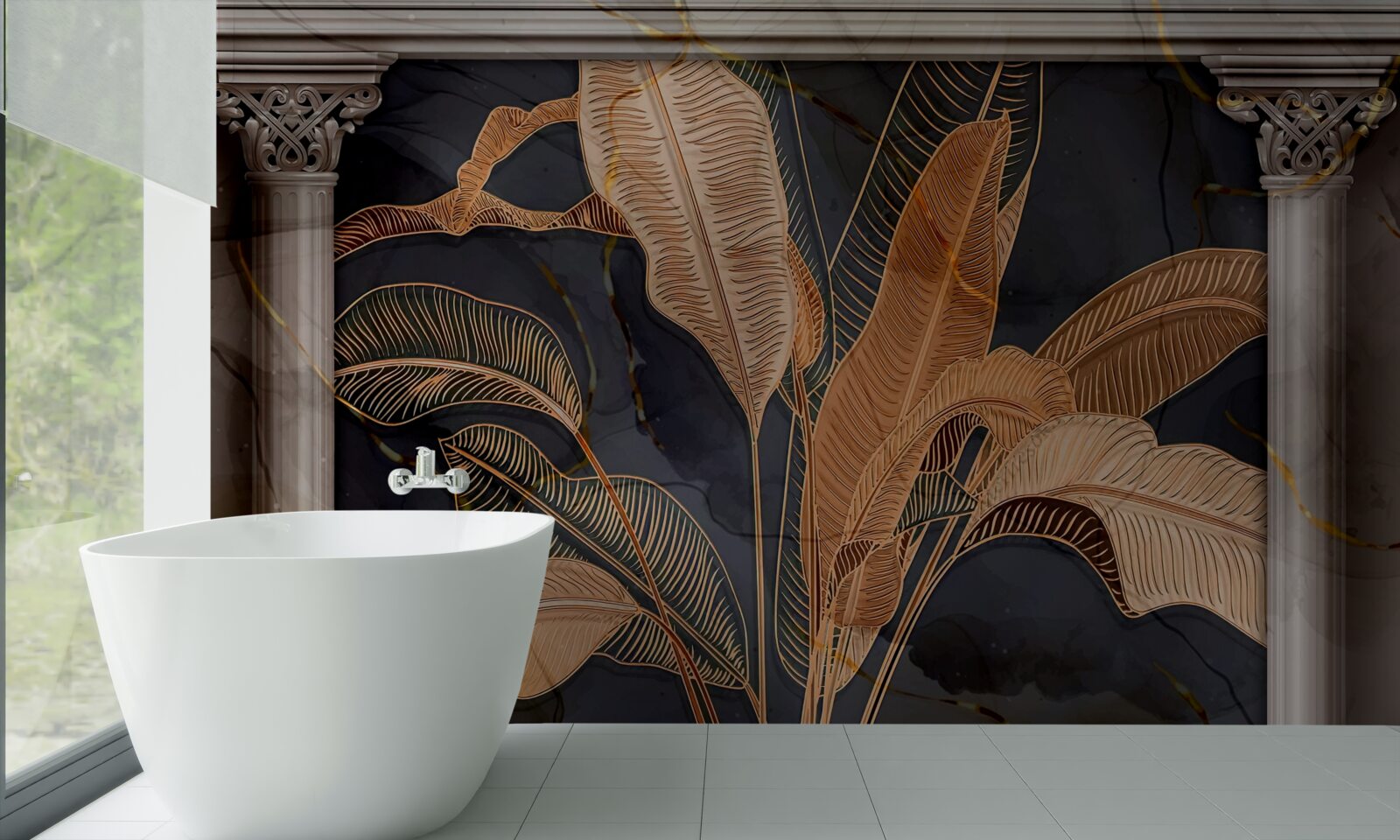 Fototapet Arc cu ferigă de aur