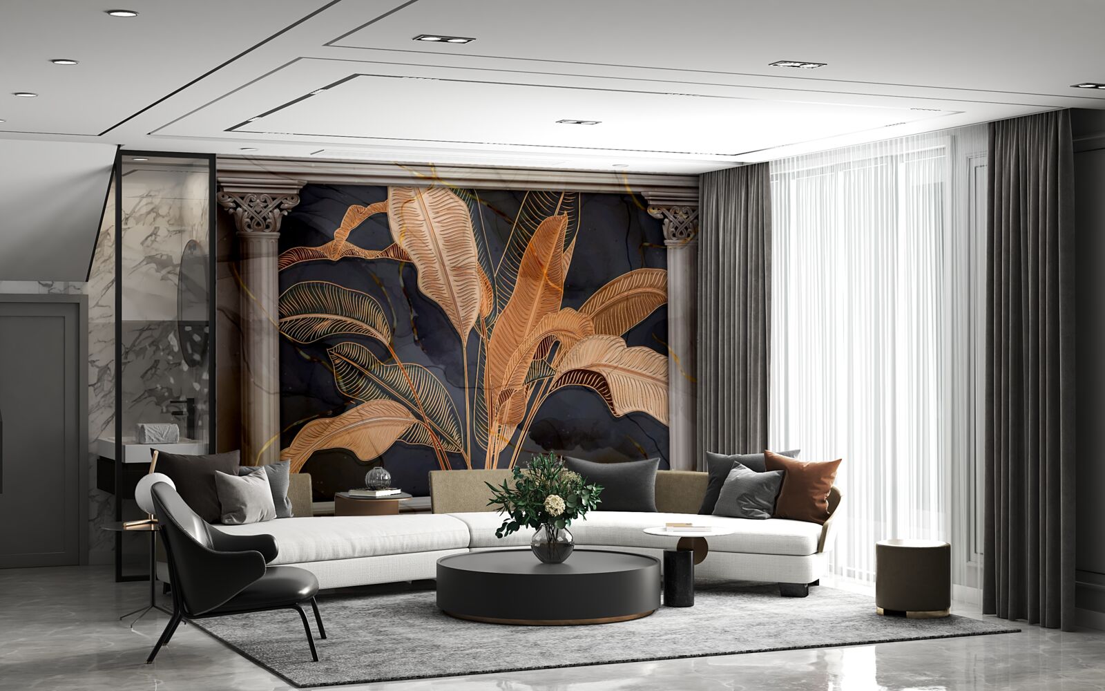 Fototapet Arc cu ferigă de aur