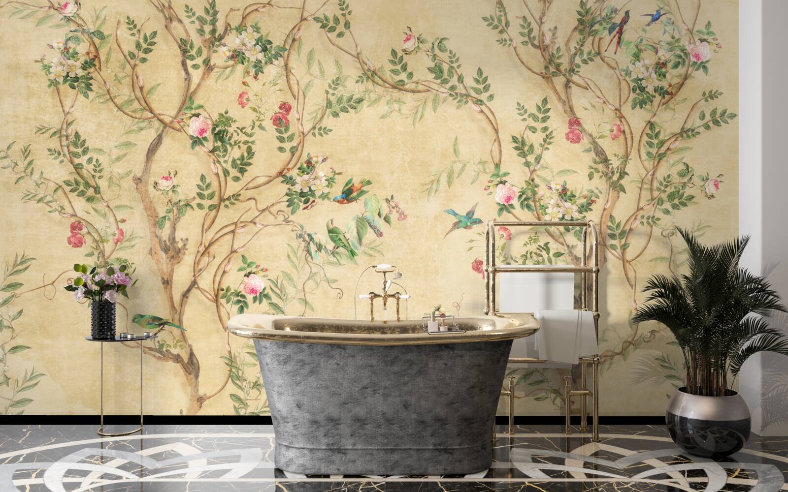 Fototapet copaci și păsări primăvara