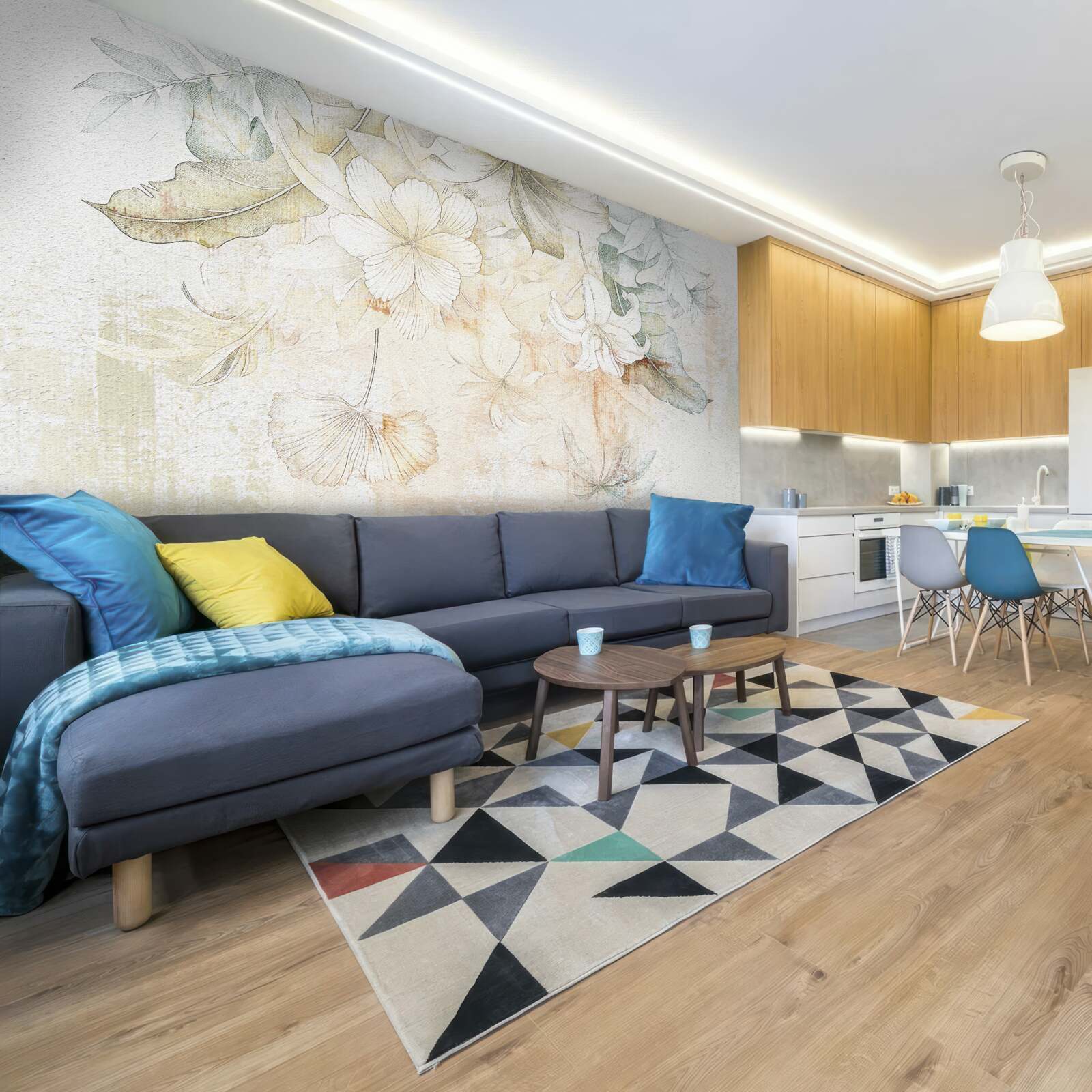 Fototapet frunze și flori tropicale